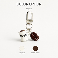 Porte-clés miniature en forme de tasse à café, breloque en résine, pendentif grain de café simulé, accessoires pour sac à main et porte-clés