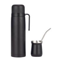 Set Termos Yerba Mate 850ml dengan Cangkir Mate Stainless Steel, Kit Mate Vakum Dinding Ganda untuk Mate Argentina
