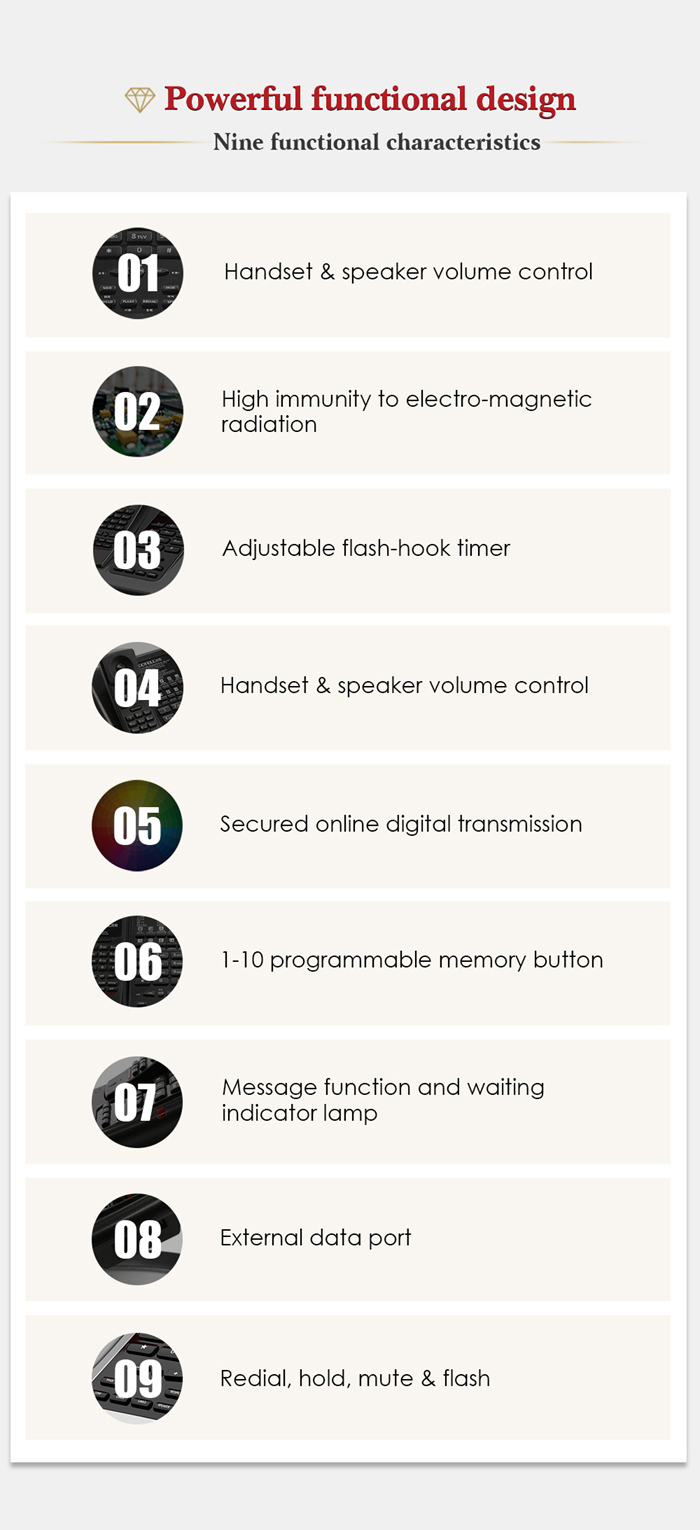 Cotell Branded Hotel Telephone High Quality Plastic Casing Phone Customizable Content Wireless Telephones