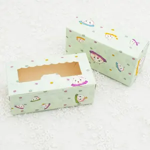 การ์ตูนน่ารักออกแบบขนมคุกกี้กล่องกระดาษที่มีหน้าต่างขนาดเล็กอบกล่องบรรจุภัณฑ์