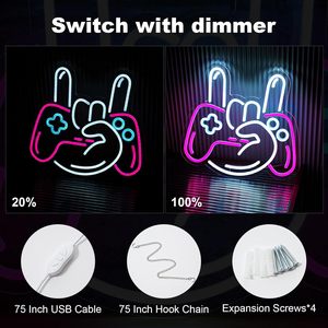 Lumière néon LED pour manette de jeu, panneau acrylique transparent, éclairage décoratif pour salle de jeux, cybercafé, club, lumière suspendue, lumière d'ambiance - Product Image 3