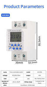 Thông tin liên lạc 230V 40A trong suốt Bìa Din Rail hàng tuần lập trình kỹ thuật số hẹn giờ thời gian chuyển đổi ahc40a với chức năng đếm ngược - Product Image 5