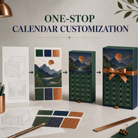 Boîte cadeau noire personnalisée à double porte, avec lamination mate rigide, gaufrage et finition artisanale, pour calendrier de l'avent