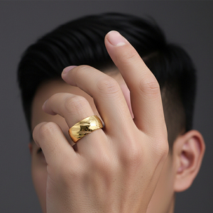 Anillos de Acero de Damasco Dorado de 8 mm, Anillos de Boda para Hombre, Estilo Clásico, Ajuste Cómodo para Parejas, Anillos de Compromiso y Citas - Product Image 6