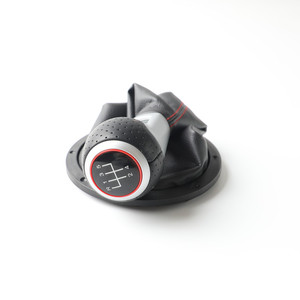 Car <b>Gear</b> <b>Knob</b> Leather Black Red Stitching For Volkswagen Golf Ergonomic Design - Product Image 3