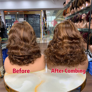 Perruque en cheveux humains Super Double Drawn de 14 pouces, Ondes Océaniques, avec closure en dentelle 5x5, Cheveux Humains Authentiques - Product Image 4