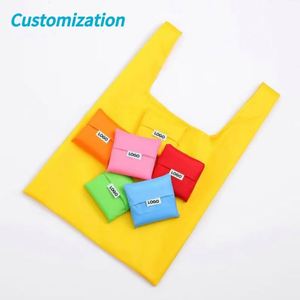 Custom Logo Foldable Reusable Grocery Shopping Bags <b>Extra</b> <b>Large</b> Nylon/Polyester Tote Supermarket Shopping Promotion Gift Bag - Product Image 1