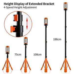 Lampe de camping LED rechargeable solaire professionnelle, trépied pliable en aluminium portable pour le travail d'urgence en plein air, la pêche - Product Image 5