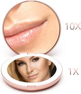 Round Magnifying Led Portable Touch Screen Cute Makeup <b>Mirror</b> Vanity <b>Mirror</b> <b>With</b> <b>Lights</b> Compact Pocket <b>Make</b> <b>up</b> Hand <b>Mirror</b> Logo - Product Image 5