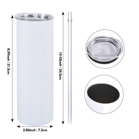 20oz 30oz Ounce RVS Heat Press Dubbelwandige Skinny Straight Geüpgradede Witte Sublimatie Wijnbeker Tumbler in Bulk