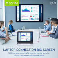Pabrik BAVIN grosir portabel Hub07 Mini paduan aluminium 6 in 1 Usb multifungsi Hub dengan beberapa konsentrator