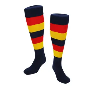 Calcetines de fútbol deportivos coloridos, superventas, logotipo personalizado, calcetines de fútbol de último diseño de alta calidad