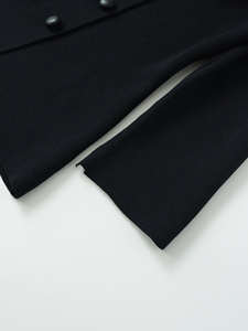 Suéter Cárdigan de Punto con Cuello de Solapa, Color Negro, Doble Botonadura, Estilo Casual y Moderno para Mujer - Product Image 4