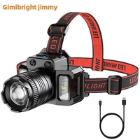 Lampu Sorot Kuat Jarak Jauh Teleskopik Zoom Induksi COB Lampu Samping Peringatan Lampu Kepala Memancing Luar Ruangan Lampu Kepala Camping Isi Ulang