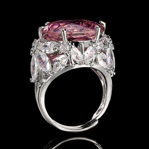 Fashion Jewelry Eco-friendly Copper Personalized 16MM Red Corundum Zircon Colored Cubic Zirconia <b>Adjustable</b> <b>Ring</b> for Women - Product Image 5