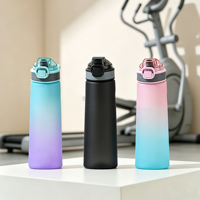 Bouteilles d'eau aromatisées avec logo personnalisé, qualité alimentaire, couvercle à clapet, paille intégrée, compatibles lave-vaisselle, pour festivals, camping, randonnée
