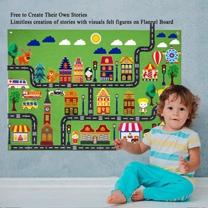 Estera de juego de fieltro para niños pequeños, juegos de pista, mapa de carretera, juegos de Historia de tablero para niños pequeños, educativo - Product Image 4