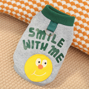 Sweat-shirt sans manches en velours et soie de lait pour chats et chiens, motif texte « Smile with Me » sans poils, automne-hiver - Product Image 6