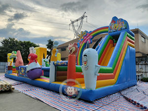 Spongebob Theme Big Bouncing Castle Park Kids Bounce House con tobogán Obstacle Course Playground - Product Image 3