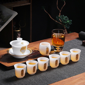 Yijian Auspicious Ruyi Eis-Jade Teeservice Dehua Weißes Porzellan Kung-<span class=keywords><strong>Fu</strong></span>-Teeservice für Haushalt und Gewerbe als Souvenir - Product Image 1