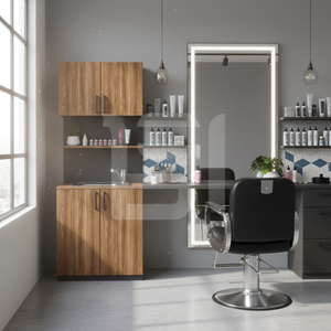 Meubles de rangement modernes en bois pour coloration capillaire pour salons, chaise de bar pour barbiers et salons de beauté - Product Image 3