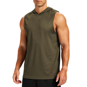 Custom Cotton Sleeveless Gym <b>Hoodie</b> For Men O Neck Fitness <b>Workout</b> Training Bodybuilding <b>Hoodie</b> With Logo Printing - Product Image 1