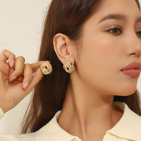 Boucles d'oreilles pendantes en acier inoxydable plaqué or avec perles pour femmes, minimum 6 pièces