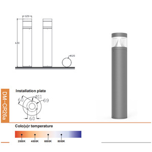 Lampu <span class=keywords><strong>Bollard</strong></span> Taman Luar Ruangan Tahan Air IP65 Aluminium Murah 14W 19W 24W untuk Jalan Setapak dan Taman - Product Image 2