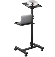 Support de projecteur mobile, chariot de présentation et chariot à roulettes réglable en hauteur pour ordinateur portable et projecteur, noir