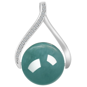 Pendentif rond en jadéite bleue de qualité A, véritable et naturelle, en jade doux. Ensemble en argent S925. - Product Image 3