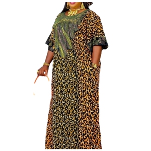 เดรสสั้นแขนสั้นลายเสือดาวประดับเลื่อมสไตล์แอฟริกันพร้อมผ้าโพกศีรษะสำหรับผู้หญิงแฟชั่นมาใหม่ - Product Image 3