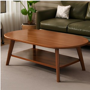 Table basse en bois de style Mid-Century Modern avec étagère de rangement, durable, facile à assembler, meuble de salon pour chambre, bureau, décoration intérieure - Product Image 1