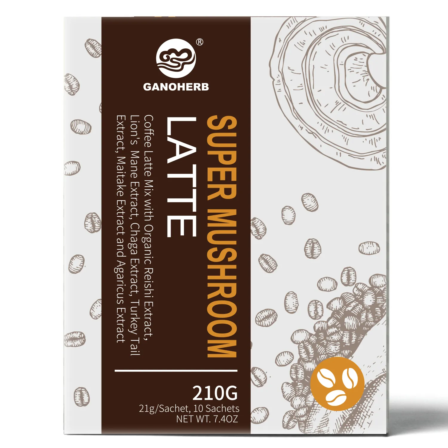 Ganoderma Coffee 100% オーガニック認定マルチマッシュルームインスタントコーヒーカフェラテ