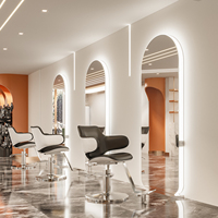 Miroir de coiffure et de beauté double face mural haut de gamme personnalisé pour salon de coiffure