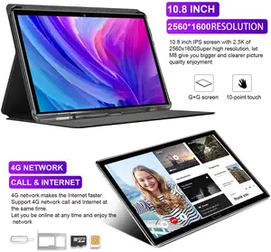 Tablet Pc 2 In 1 Android 11 Inci, Tablet Pendidikan Online Resolusi 2K 12GB 512GB dengan Keyboard untuk Pelajar