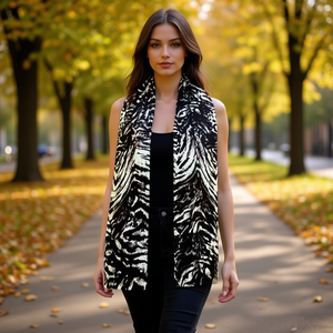 Sciarpa Lunga in Broccato con Stampa Leopardata 90x180cm Accessorio di Moda - Product Image 2