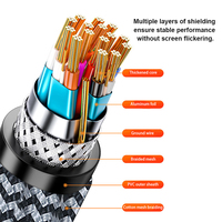 Cable de malla trenzada de fábrica, adaptador DP a HDMI de 2M, 8K/60HZ, 40Gbps, conector digital HD, convertidor macho a macho