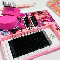 Plateau d'extensions de cils en soie de vison noir mat, volume intense, fournitures en gros sous marque privée, extensions de cils individuels en cachemire