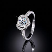 Bague pour femme en argent sterling S925, cœur creux romantique, 1 carat de moissanite, pour mariage ou demande en mariage
