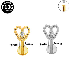 <b>Titanium</b> Alloy Cross Heart Shape <b>Stud</b> Earrings Prong Setting Amethyst Unisex Fashion Piercing Jewelry - Product Image 5