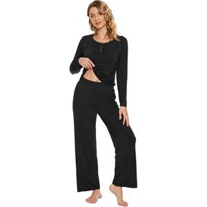 Ensemble de pyjama en viscose de bambou pour femmes, manches longues, vêtements de nuit amples et confortables avec poches, tailles S à XXL - Product Image 4