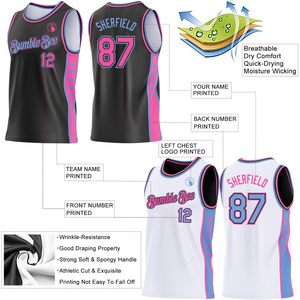 Ensemble de maillots de basket-ball personnalisés, réversibles, sans manches, en mesh, uniforme d'équipe unisexe, respirant, impression sublimée - Product Image 3