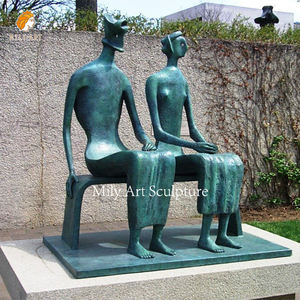 Statua moderna a grandezza naturale del re e della regina del bronzo fuso della decorazione del parco dell'opera d'arte di Henry Moore - Product Image 4