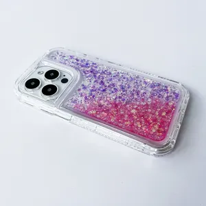 Quicksand tres en uno Material transparente + funda de teléfono celular con pegamento para iPhone para Samsung para OPPO 2734