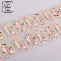 Listo para Enviar, Bajo MOQ, Pegatinas de Uñas de Gel Semicuradas, con Purpurina Bronce, Puntos, Flores, Plata Brillante, Margaritas, Morado, Sin UV