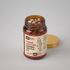 Custom Logo Frosted Glass Capsule Bottle Wide Mouth Glass Amber Bottle Health Supplement Medicine <b>Pill</b> <b>Container</b> - Product Image 3