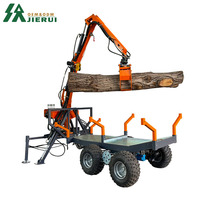 Remorque forestière pour VTT avec grue hydraulique, chargeur de bois à essence ou diesel avec grappin, remorque à bois avec grue