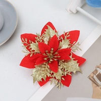 Dekorasi Natal DIY Karangan Bunga Glitter Merah Emas untuk Hiasan Pohon Natal Tahun Baru Pesta Pernikahan Karangan Bunga Buatan
