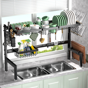 Extendable Kitchen Sink <b>Rack</b> Stainless Steel 2 Tier <b>Dish</b> Drain <b>Rack</b> Countertop Multifunctional Storage <b>Rack</b> For Kitchen - Product Image 1