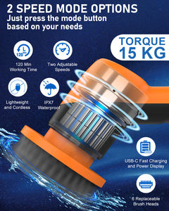 Cepillos Eléctricos OEM para Limpieza de Duchas, Mango Largo, 2 Velocidades, 7 Cabezales de Cepillo Reemplazables, ABS, LED, Ecológicos - Product Image 5